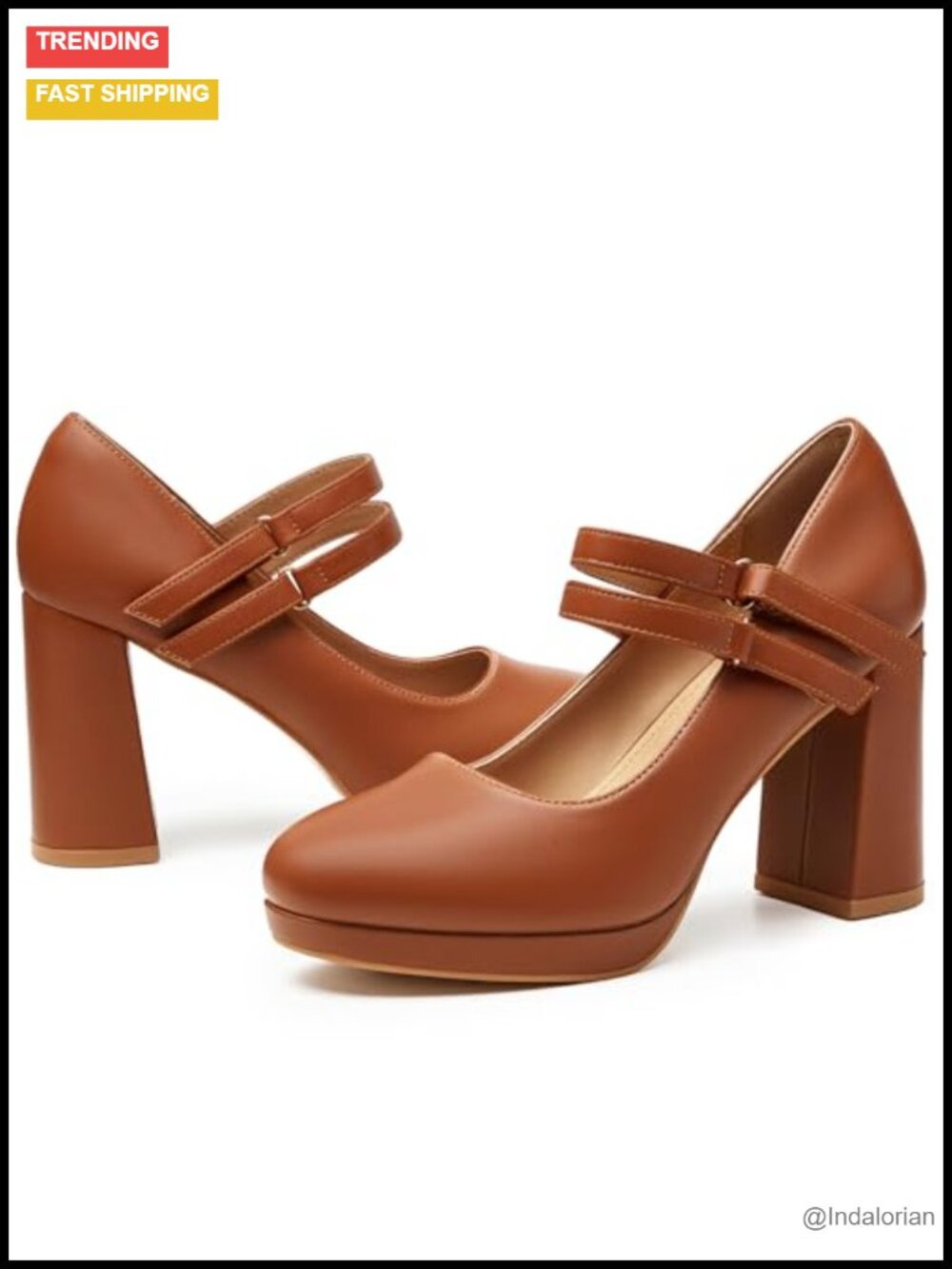 Mary Jane Heels Chunky Block High Heels Double Strap Platform Dress Pumps